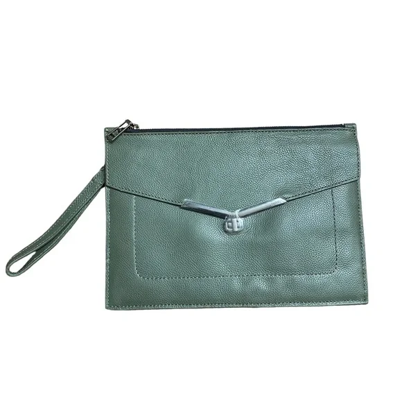 Botkier Bags Botkier Valentina Flap Clutch Wallet Green Leather Wrist Wallet Clutch Envelope Poshmark
